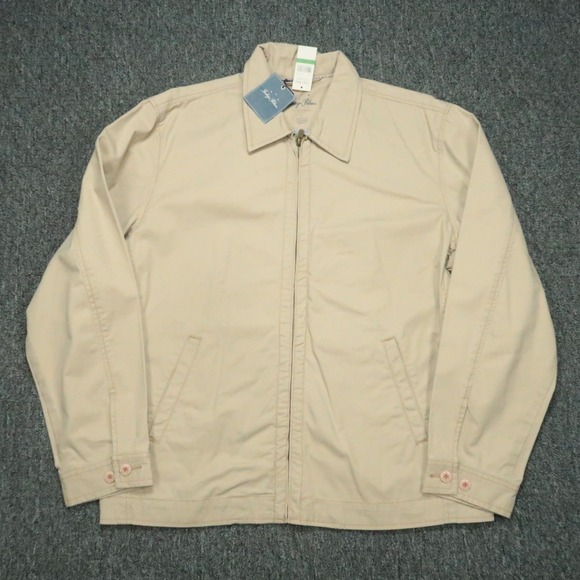 Indigo Palms Jacket Men Large New Khaki Tan Bomber Full Zip Pockets Tommy Bahama